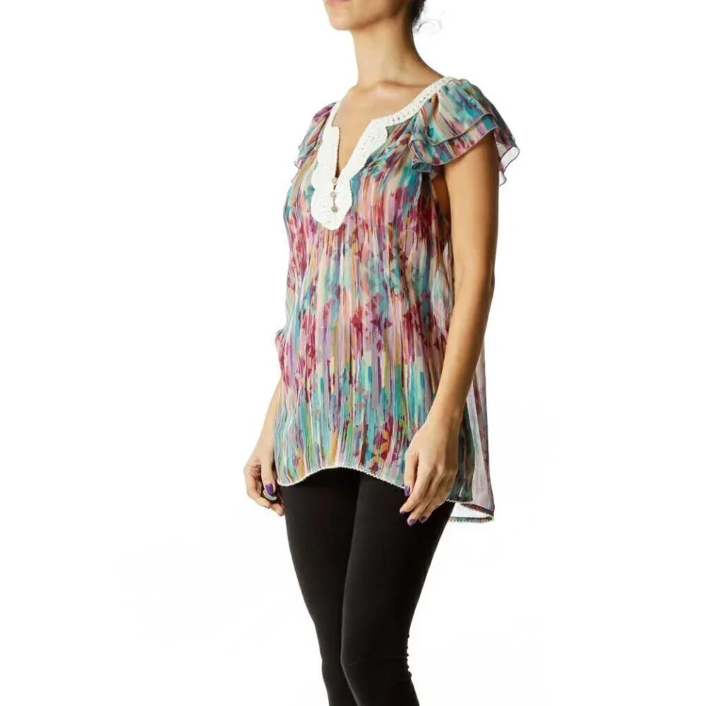 Sanctuary Multicolor Sheer Sleeveless Blouse - Picture 3 of 3